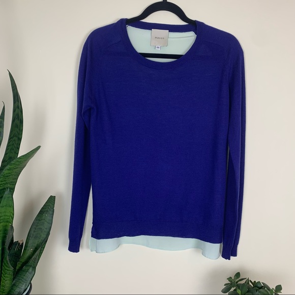 Mason by Michelle Mason Two Tone Cashmere Silk Sweater - Picture 2 of 10